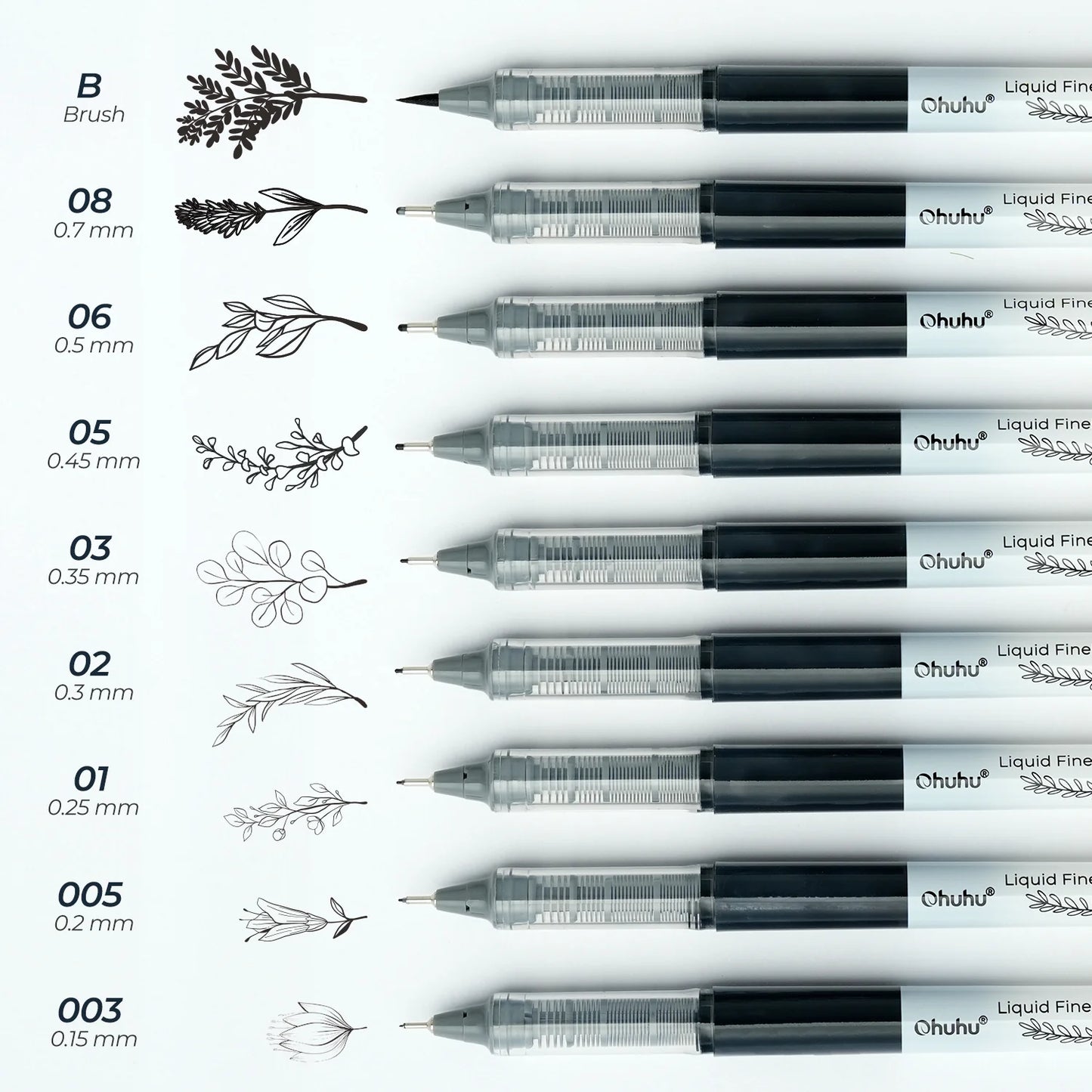 Ohuhu Kohala Liquid Fineliner Drawing Pens,9 Pack