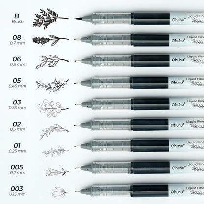Ohuhu Kohala Liquid Fineliner Drawing Pens,9 Pack