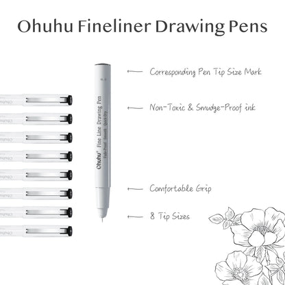 סט עטי דיוק Ohuhu Fineliner – 8